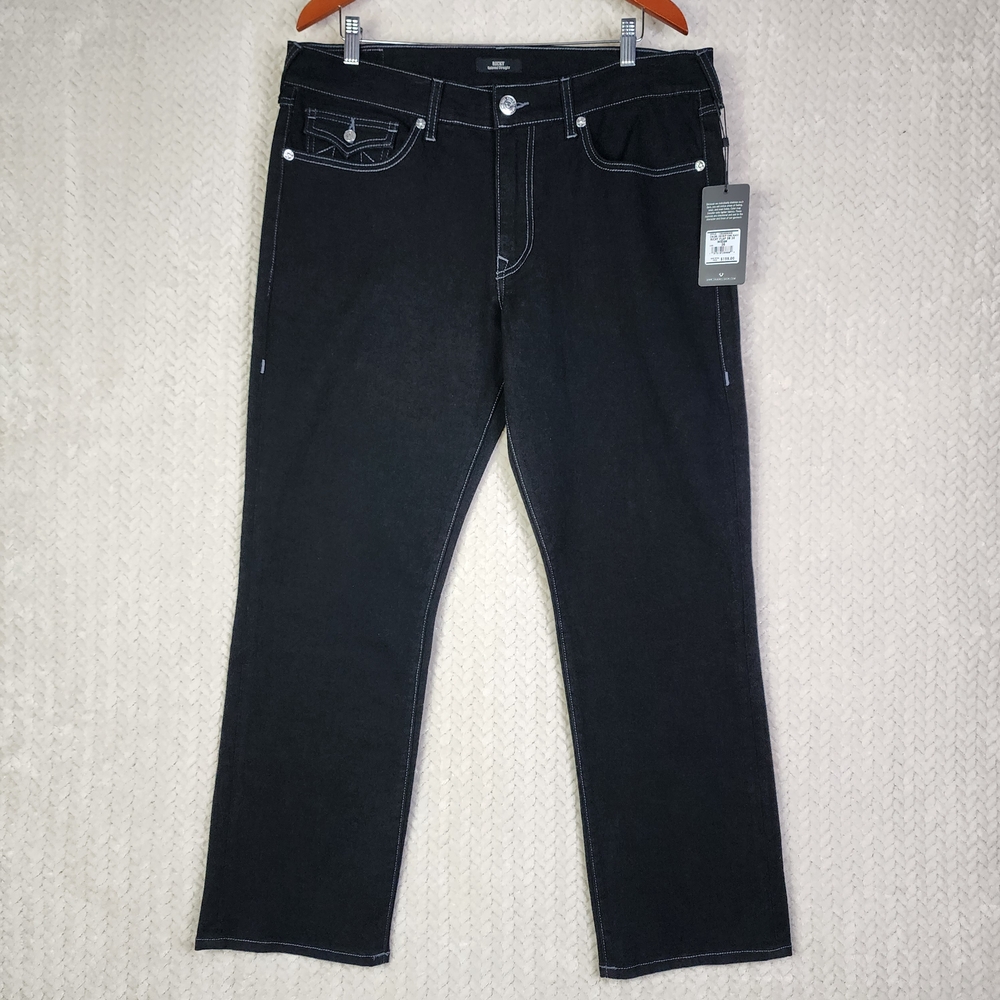 True Religion Ricky Relaxed Straight Black Jeans Men's Size 36 NWT